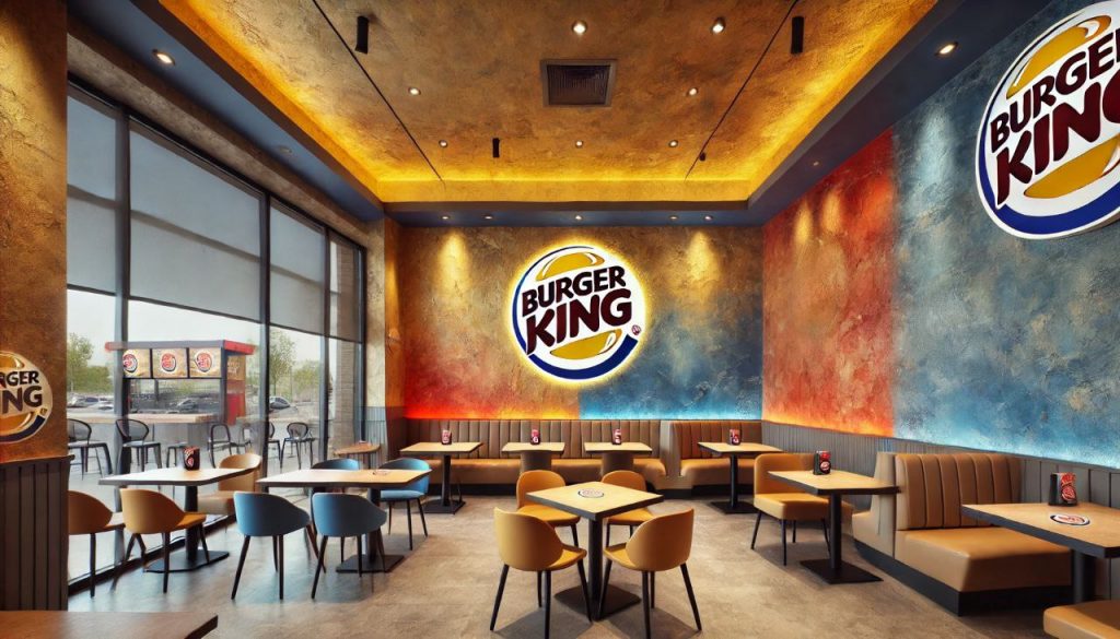 fancy burger king restaurant walls are venetian plaster italiano